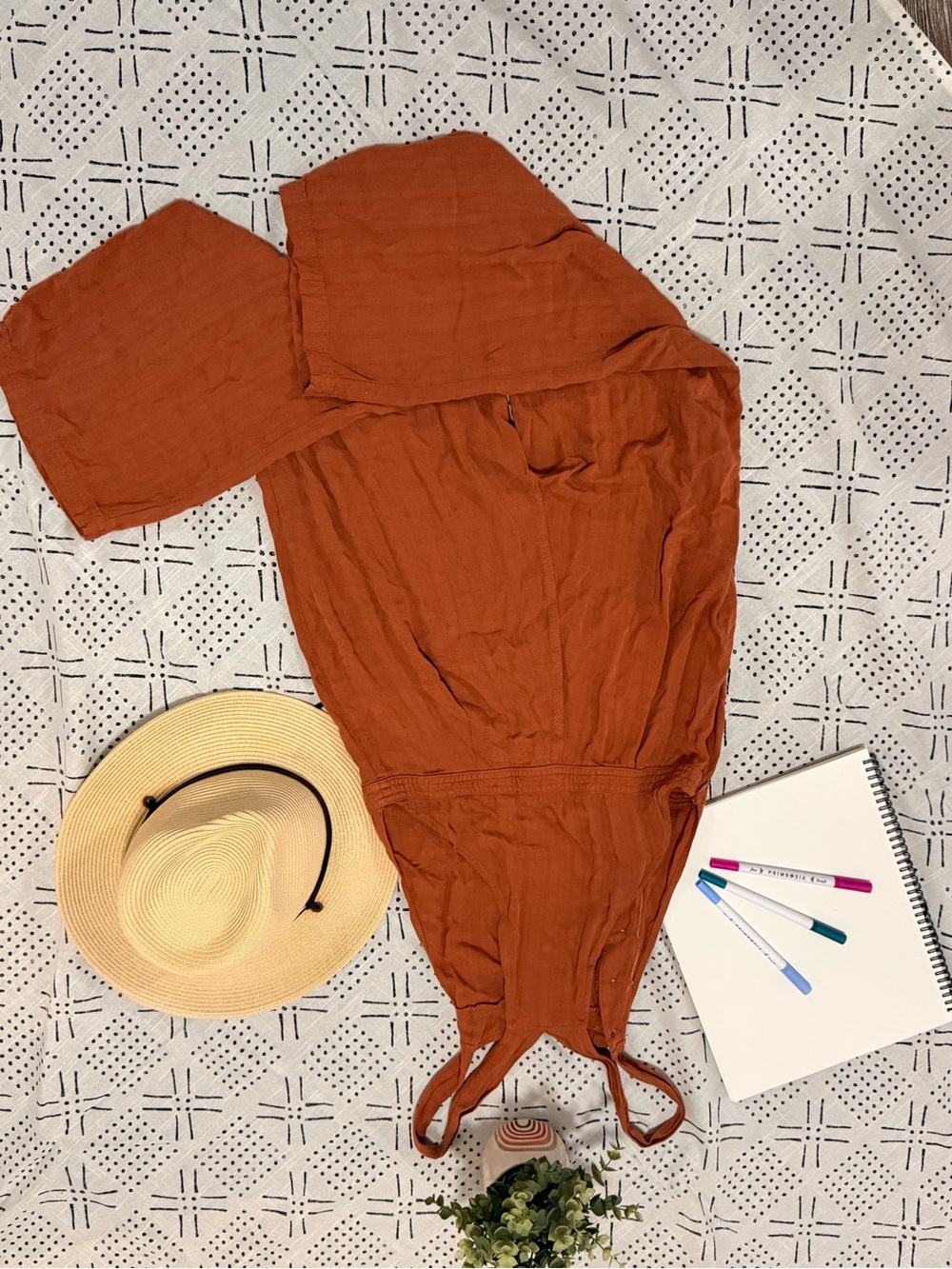 Universal Thread Rust Brown Button-Front Jumpsuit - Picture 2 of 3